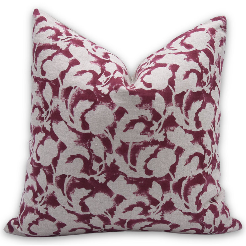 Housse de coussin à motif floral fabriqué à la main 16 x 16 po Fabividine, 16 po x 16 po, Blanc/mauve
