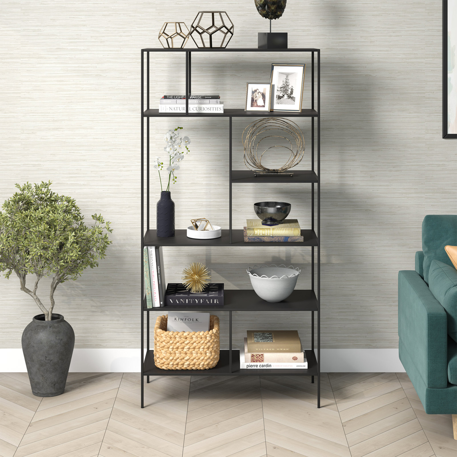Level Bookcase, Blackened Bronze, 72" H x 36" W x 16" D