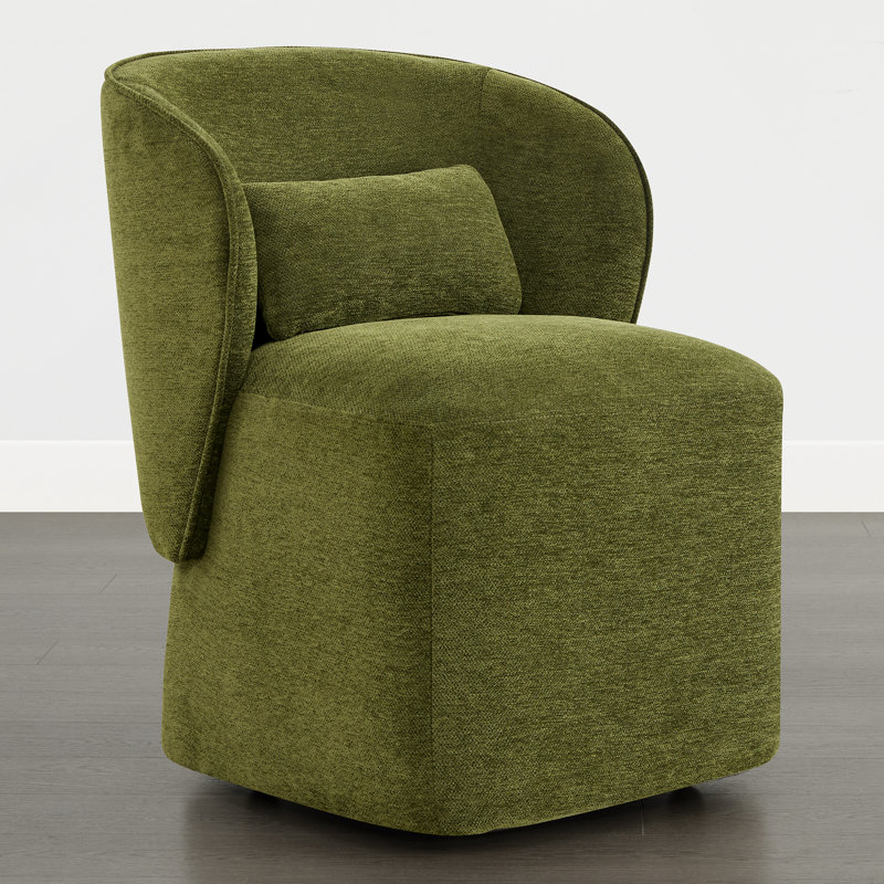 Upholstered Dining Chair with Casters, Green