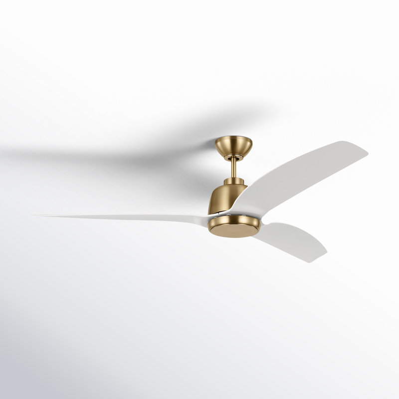 Carly LED Downrod Ceiling Fan, Satin Brass, 15.40" H x 60" W x 60" D, White
