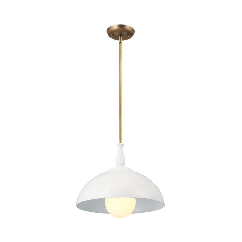 1 - Light Single Pendant, 14" H x 14" W x 14" D, White