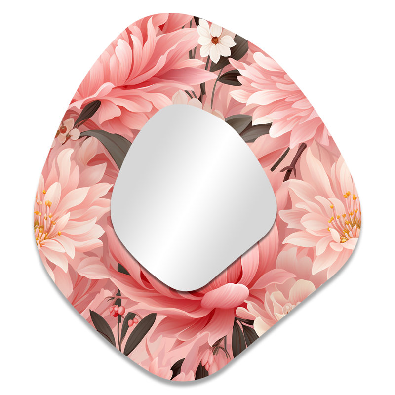 Buttram - Floral 3D Shapes Irregular Traditional Large Wall Mirror, 35" x 31"