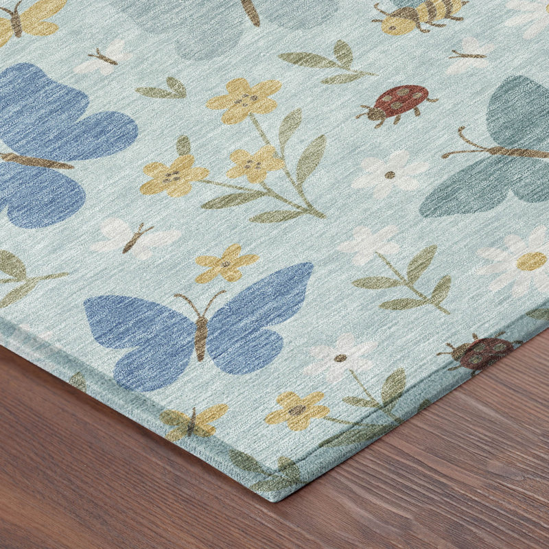 Machine Washable Indoor/Outdoor Chantille ACN2618 Kids Rug, 2'3" x 7'6" Runner, Sky