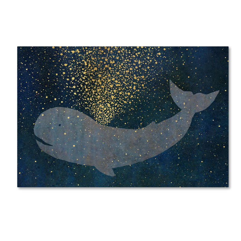 « gold spraying baleine », art sur toile, H 22 po x l 32 po
