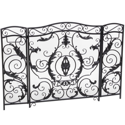 Pare-étincelles en fer au design fonctionnel - l 54,28 po x P 2,05 po H 36,75 po