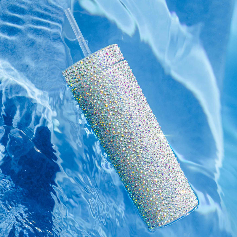 Strass Acrylic Rhinestone Tumbler, SilverIridescent