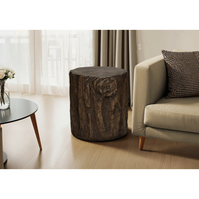 Table d'appoint ronde en noyer de 63,5 cm de hauteur, table de chevet moderne pour l'intérieur ou l'extérieur, résistante aux intempéries, plateau lisse, style contemporain pour le salon, conception robuste et durable