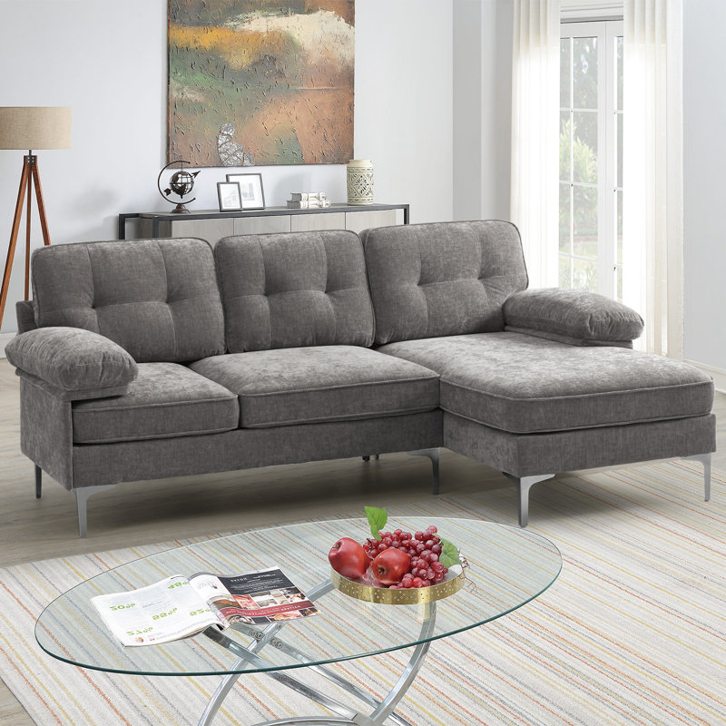 Canapé modulaire rembourré de 82,7 po Hilmir, Gris chenille