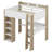 Wood Loft Bed With Built-In Storage Shelves, Clothes Rails And Desk-1540950303