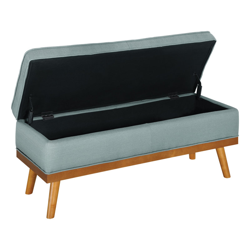 Boyu Polyester Blend Upholstered Storage Bench, Sea Blue Polyester Blend