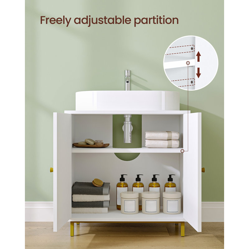 Under Sink Bathroom Cabinet, Storage Cabinet with Adjustable Shelf and 2 Doors Bathroom Sink Unit for Washbasins with Pedestal, with Feet, Bathroom Vanity Unit 