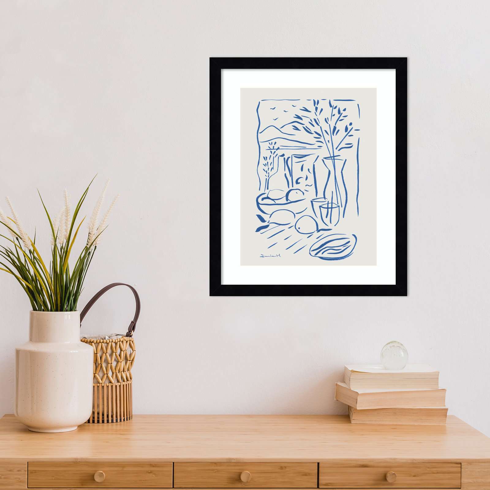 Cleve "Mediterranean View" Print, Black Framed, 17" H x 14" W