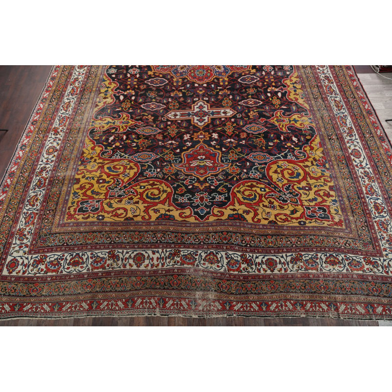 Tapis à main one-of-kind-noué la avant 1900 bleu marine/bleu marine 18 pi x 32 pi 2 po zone de laine Stephen