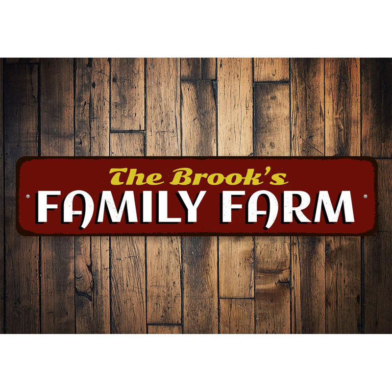 Plaque en aluminium Family Farm, H 4 po x l 18 po x P 0,04 po