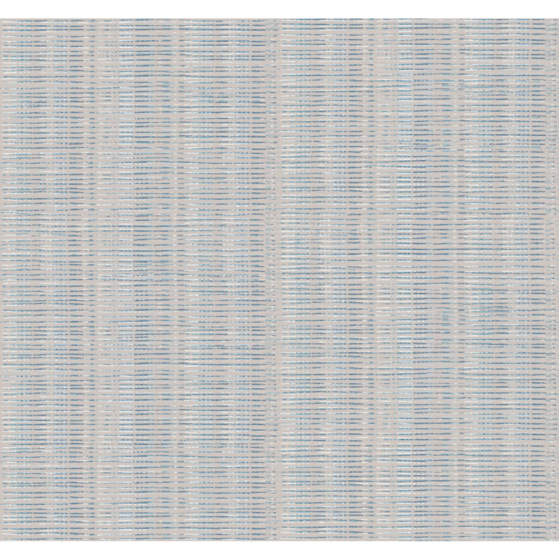 Rouleau de papier peint à rayures l 27 pi x l 27 po cassé boucle, Mastic / bleu