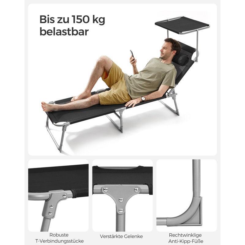 Carrew 193cm Long Single Chaise, Black