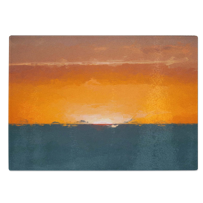 Tempered Glass Sunrise Horizon Chopping Board, 39 cm W x 28.5 cm L