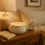 Bougie décorative bol décoratif - Bougie élégante moderne pour bibliothèque, table basse, chambre à coucher et décor de salon - 12 po, blanc
