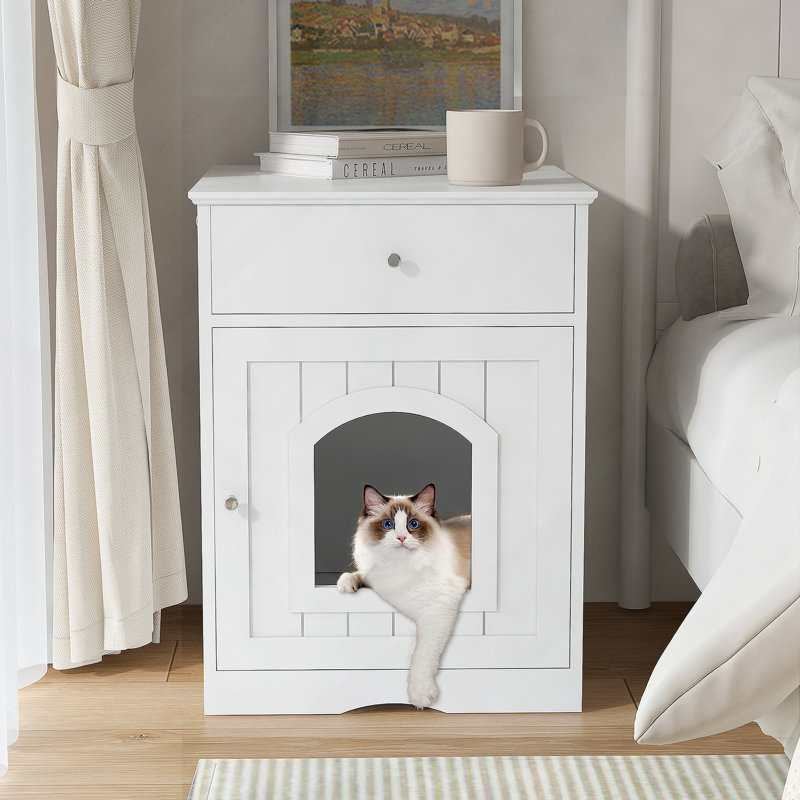 Enceinte en bois pour chat avec litière et tiroir