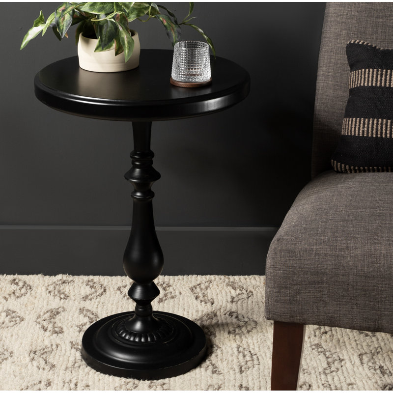 Table de bout en bois et métal, Noir, Black