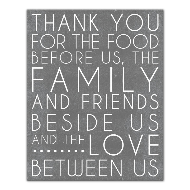 «Food Blessing Prayer Gray», reproduction d'art textuel sur toile tendue, H 20 po x l 16 po