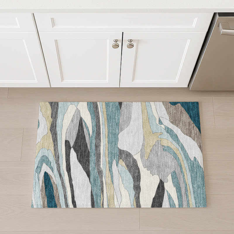 Machine Washable Indoor/Outdoor Chantille ACN2777 Abstract Rug, Baltic, 2'6" x 3'10"
