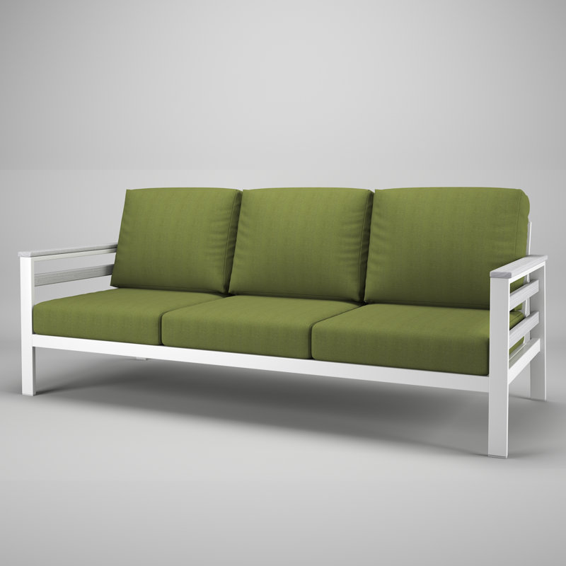 Townsend Metal Outdoor Sofa With Sunbrella Cushion, Spectrum Cilantro