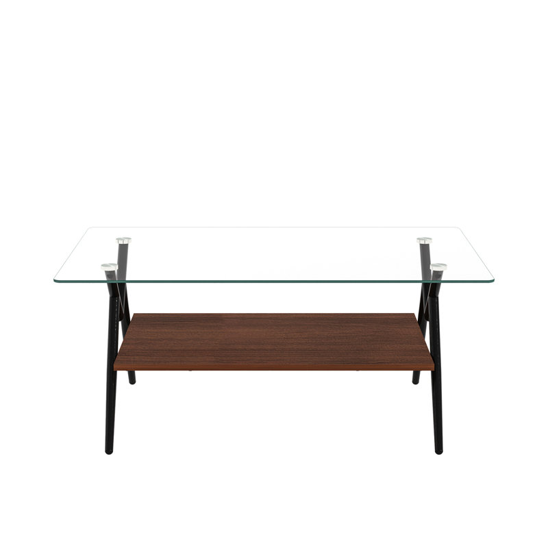 Rectangle Coffee Table, Modern Table, Clear Duplicate, Brown/Black