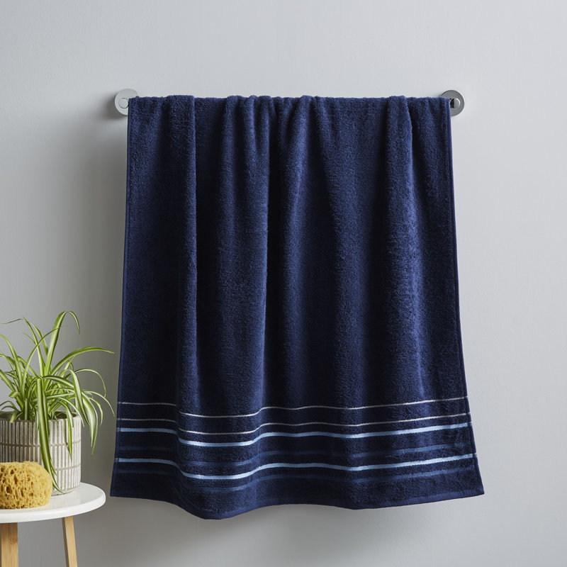 Java Stripe Soft & Absorbent Cotton Towels, Navy