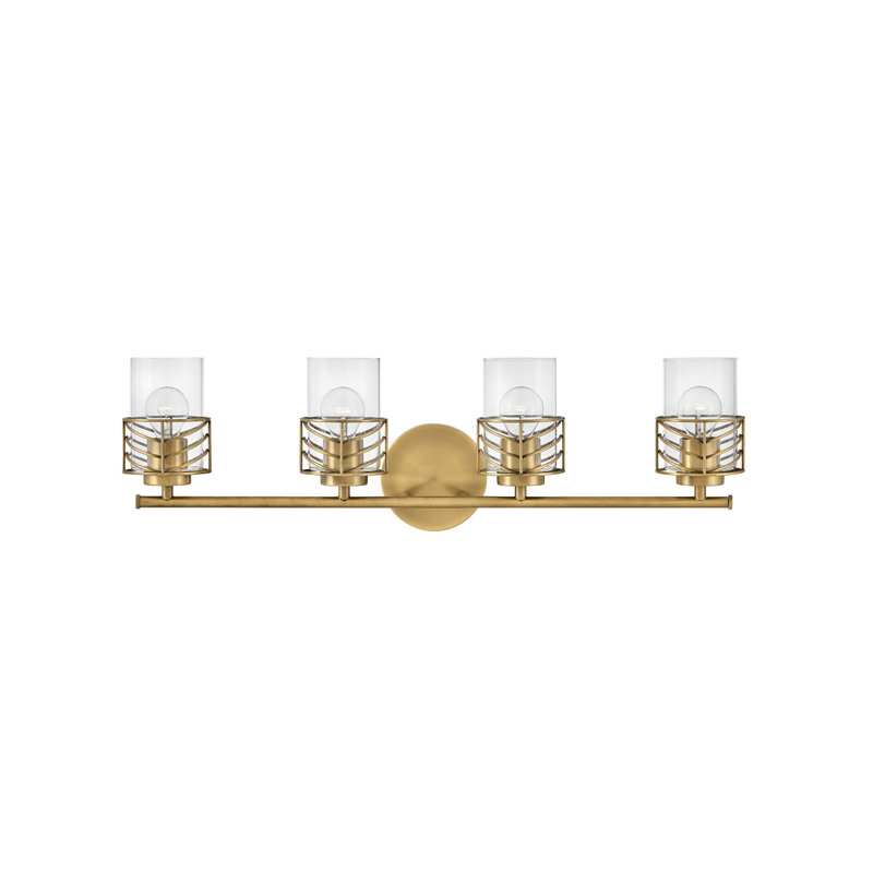 Della Four-Light Chevron Bath Vanity, Lacquered Brass