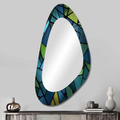 Miroir mural de forme unique, bleu et vert, Ark fenêtre