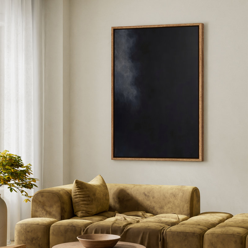 Art mural sur toile encadrée - brume abstraite noire et grise pour chambre à coucher - 16 po x 24 po, H 24 po x l 16 po