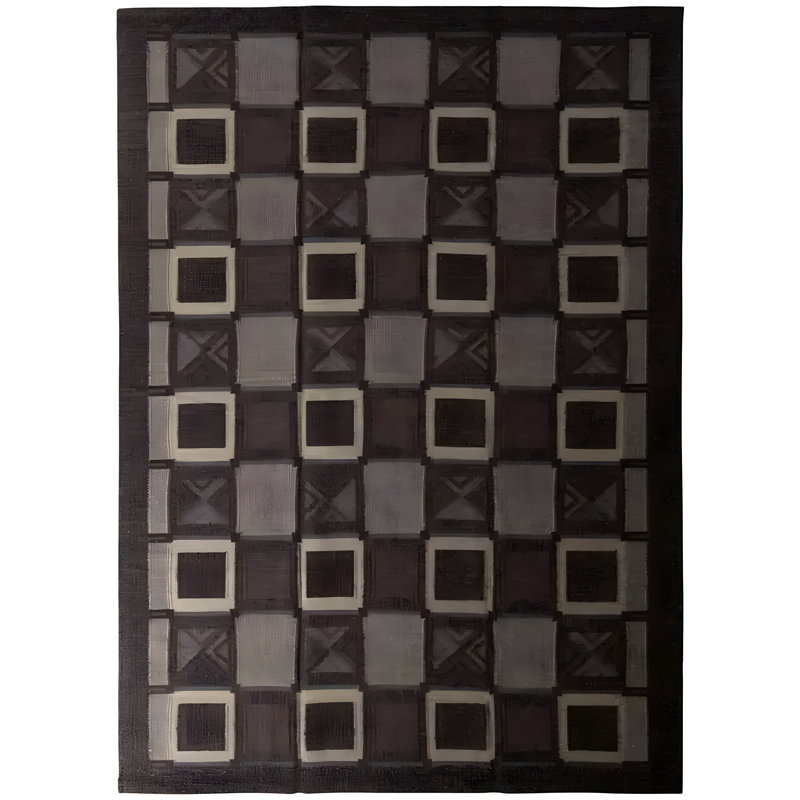 Rug & Kilim's Scandinavian Style Flat Weave Gray Earth Tone Purple Geometric, Rectangle 6' x 9'