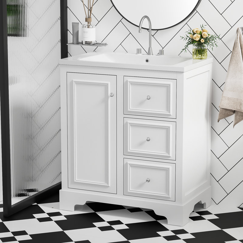 Meuble-lavabo 30 po avec comptoir en céramique, Blanc