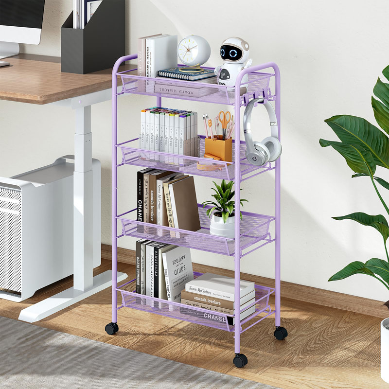82.8cm H x 43.6cm W Utility Cart with Wheels, Purple