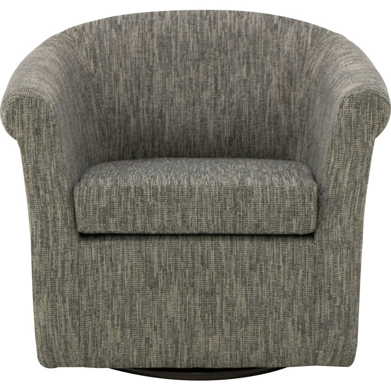 Anstett Upholstered Swivel Barrel Chair, Hapden Charcoal 100% Polyester