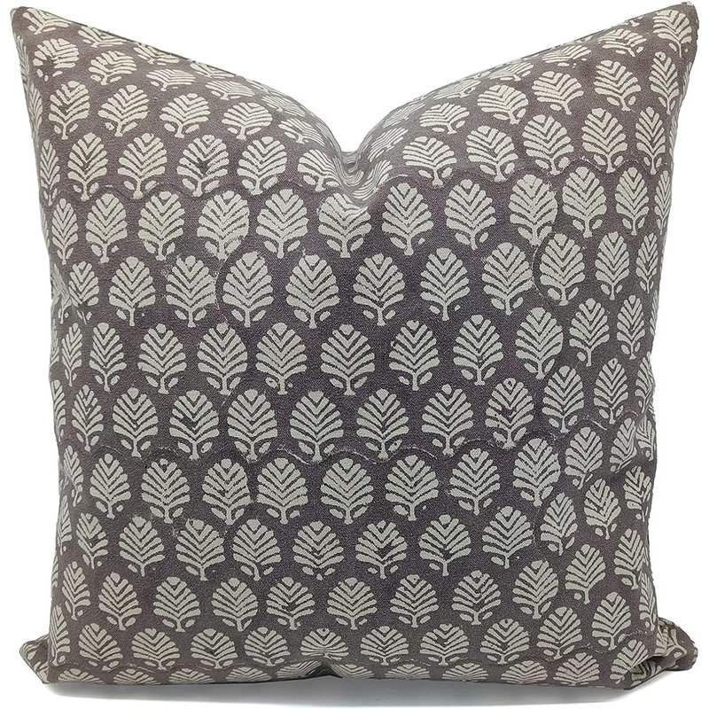 Block Print Throw Pillow Cover DTBLKTLSquare, 26" x 26", Square, Black/White Floral 2
