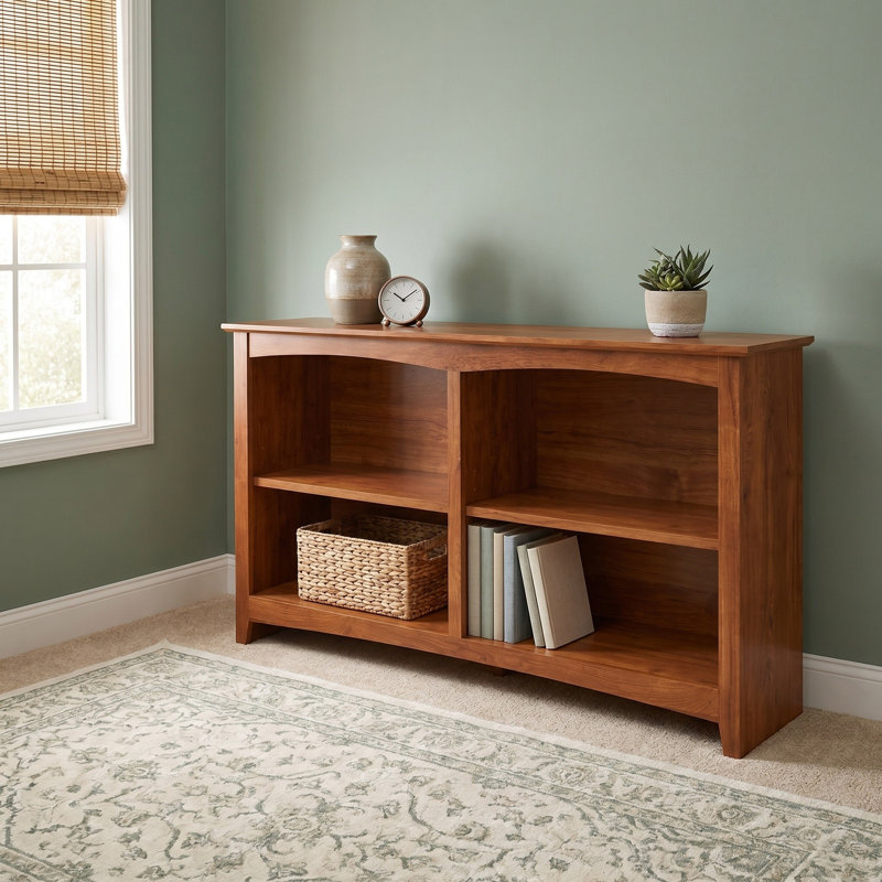 Malani 36" H Solid Wood Classic Bookcase, Golden Pecan, (2 Shelves) 29"H x 49.75"W x 12.875"D