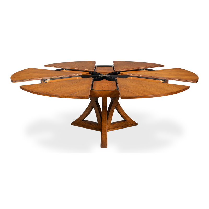 Casual Oak Round Dining Table, 30"H x 55"L x 55"W, Tobacco Brown