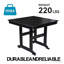 Table de patio noire résistante aux intempéries avec trou pour parasol, design moderne