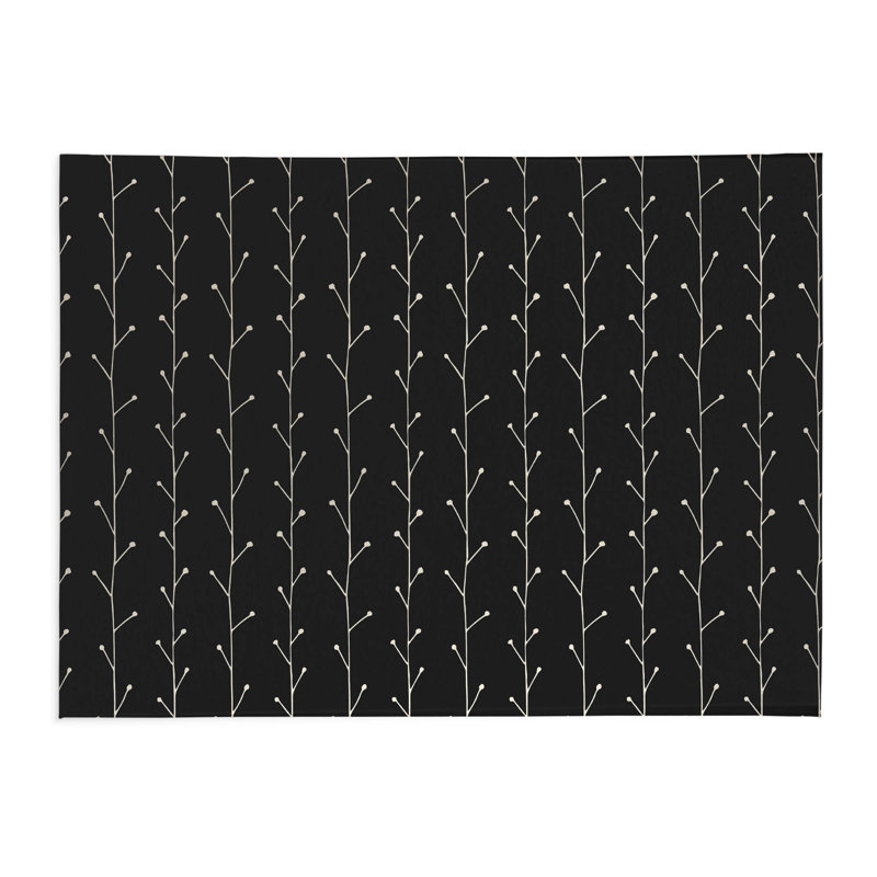 Tapis de cuisine à profil bas Vine Branch, Rectangulaire 3 pi x 5 pi, Gris anthracite minuit