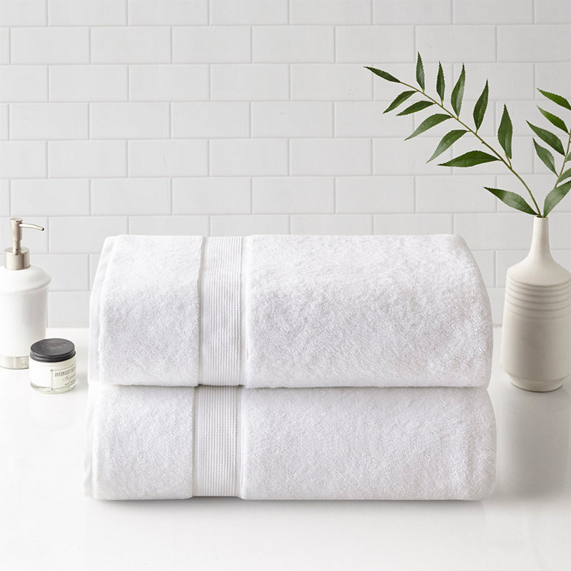 100% Cotton Bath Sheet Antimicrobial 2 Piece Set, White