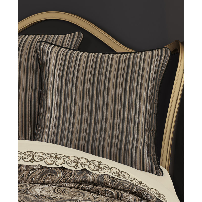 Camina Black and Bronze Striped Velvet Euro Sham