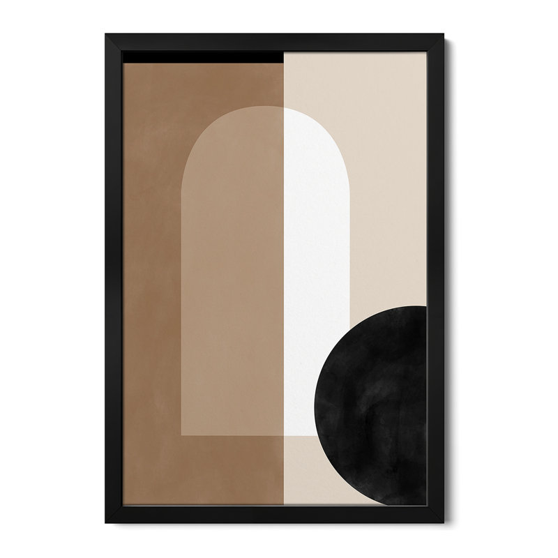 Formes géométriques dans des tons terreux avec un cercle noir - reproduction d'art mural - affiche de galerie