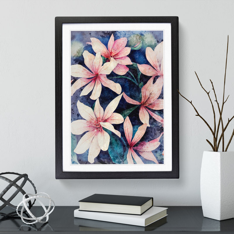 Flower No.5 - Single Picture Frame Print, Black, 46cm H x 34cm W x 2cm D