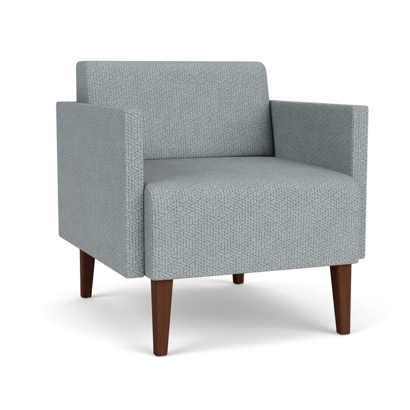Luxe Lounge Reception Guest Chair, Walnut Wood, Modena Ink