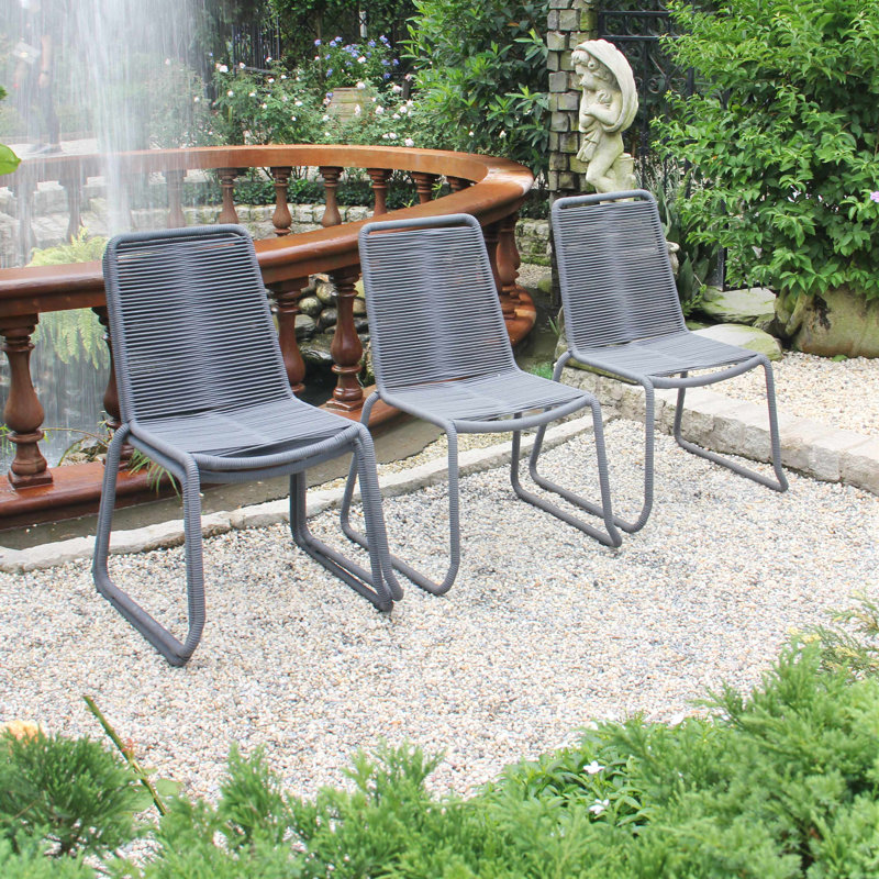  Neil Chair Stacking Patio Dining Chair/ Restaurant Chair (Set of 4), Gray