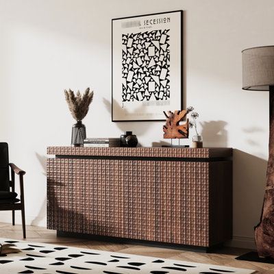 Armoire de plancher en bois avec joints de précision et portes à fermeture en douceur pour le rangement de la salle à manger Portes de style contemporain, espace de travail spacieux et facile à nettoyer