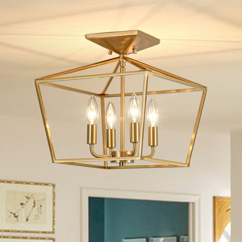 Plafonnier semi-encastré géométrique 4 lumières