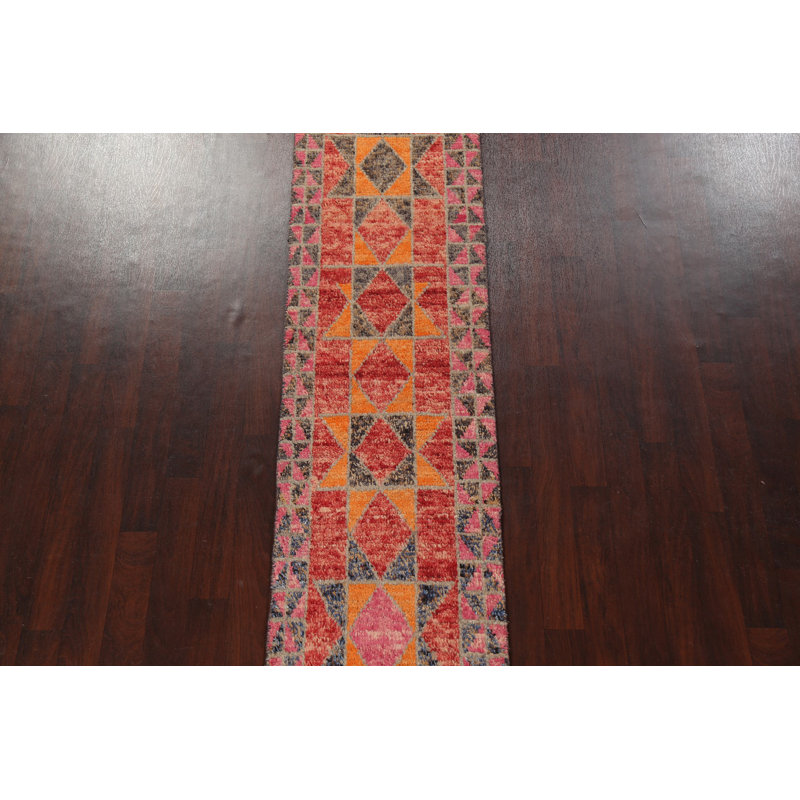 One-of-a-Kind 2'5" X 12'7" New Age Runner Wool Area Rug in Multicolor